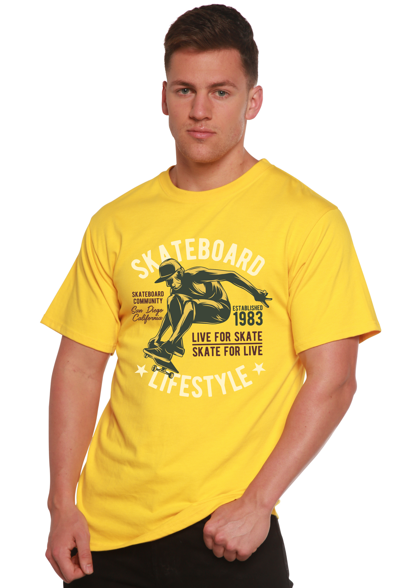 Skateboard Lifestyle Men's Bamboo Viscose/Organic Cotton Short Sleeve Graphic T-Shirt